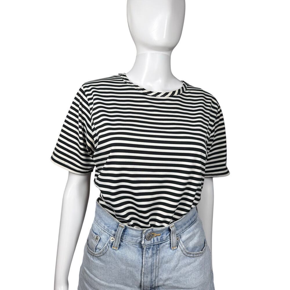 UAG Retro Vintage 90s Black White Striped Slinky Top Medium
